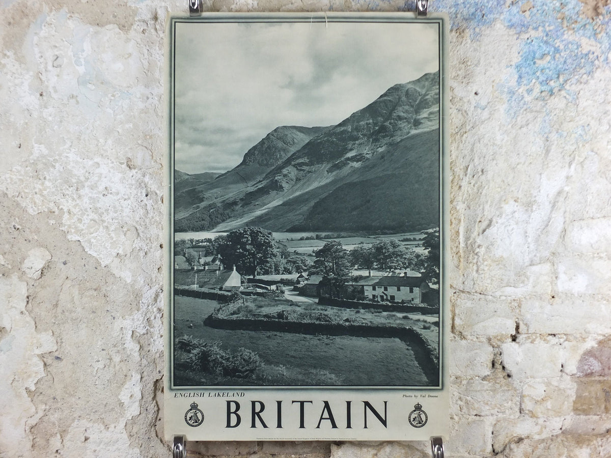 1947 Lake Distrist Britain Poster, English Lakeland, Travel Association United Kingdom, travel tourism, holiday vacation wall art decor