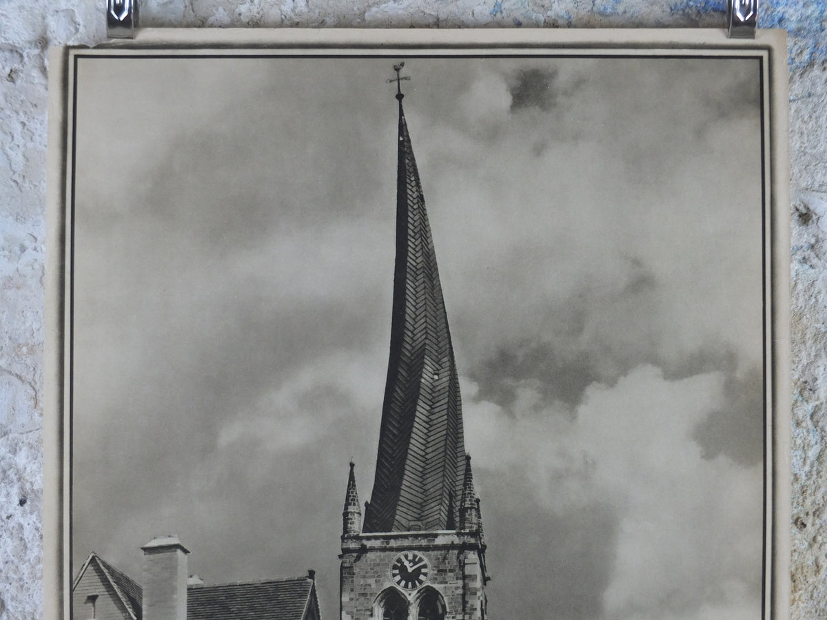 1947 The Crooked Spire Britain Poster, Chesterfield, Travel Association United Kingdom, travel tourism, holiday vacation wall art decor