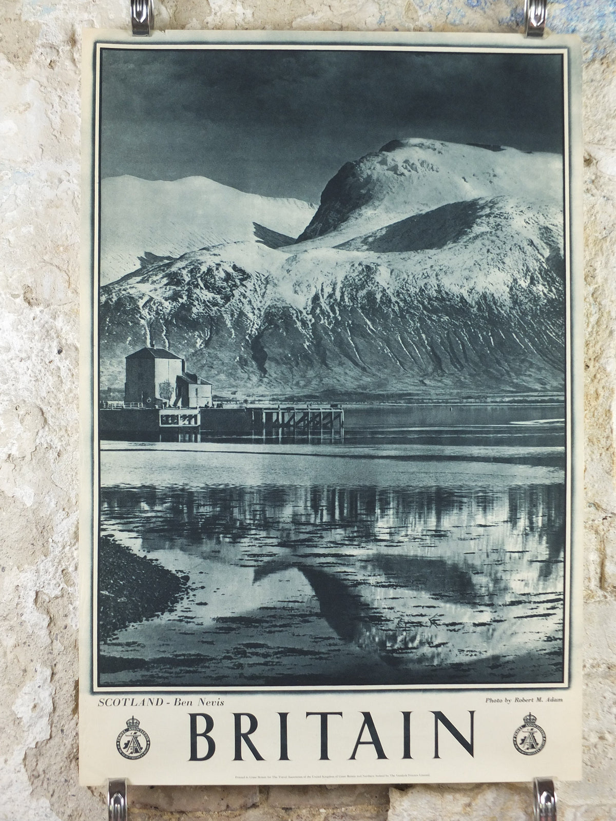 1947 Ben Nevis Britain Poster, Fort William Scotland, Travel Association United Kingdom, travel tourism holiday vacation wall art decor