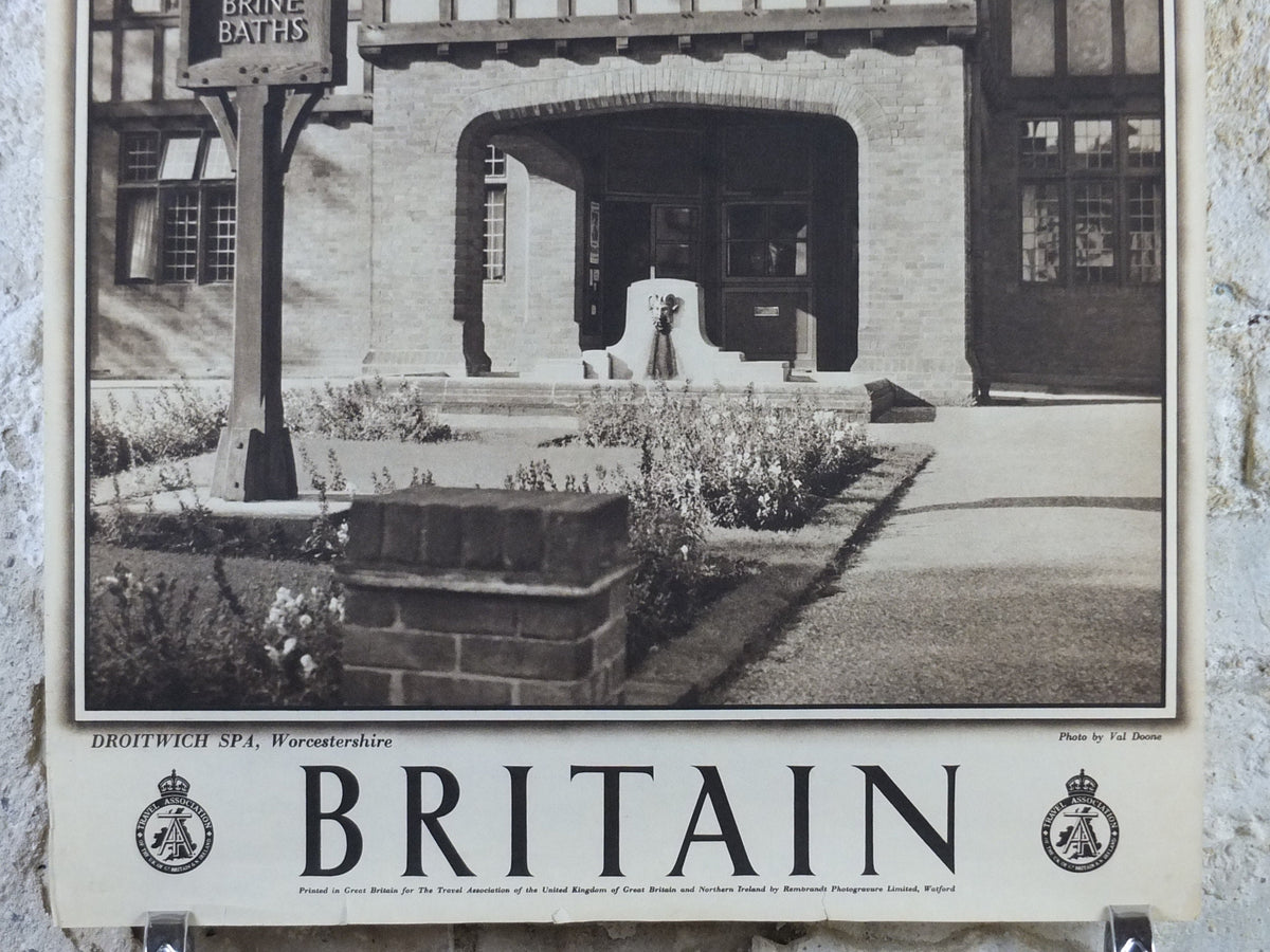 1947 Droitwich Spa Britain Poster, Worcestershire, Travel Association United Kingdom, travel tourism holiday vacation wall art decor