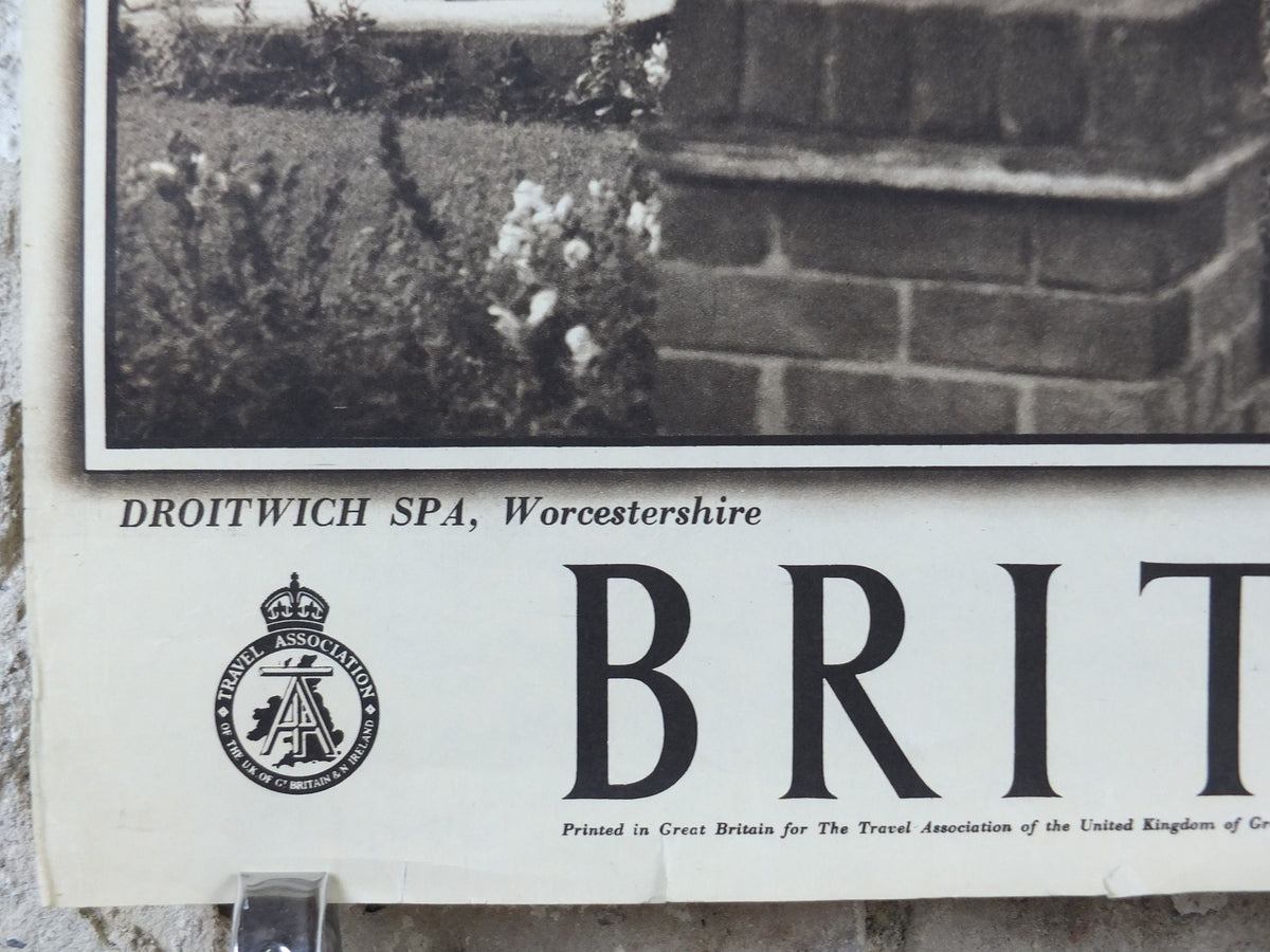 1947 Droitwich Spa Britain Poster, Worcestershire, Travel Association United Kingdom, travel tourism holiday vacation wall art decor