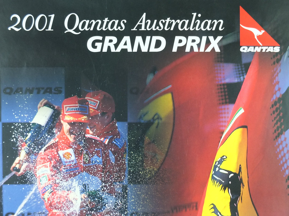 2001 Australian Grand Prix Poster, Formula 1 F1, Qantas Melbourne, Michael Schumacher, Ferrari, Red Bull Sauber Petronas wall art decor