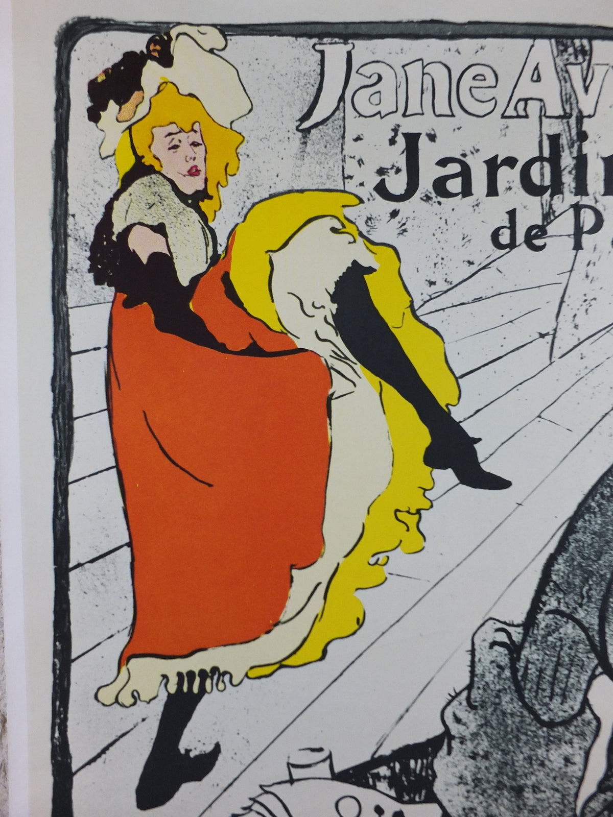 1976 Toulouse-Lautrec Poster, Jane Avril, Jarden de Paris, Can-can dancing, Czech reprint on chalk paper, art deco nouveau, wall art decor
