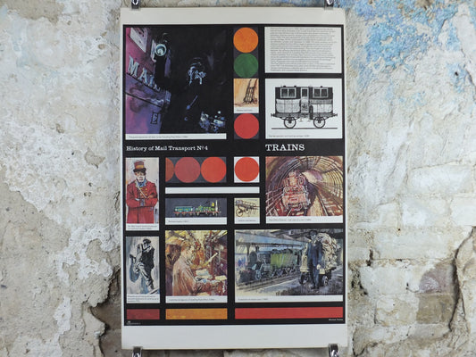 1966 History of Mail Transport Poster, Trains, GPO, General Post Office, by Michael Heslop, Royal Mail, SPWDC3, decor wall art
