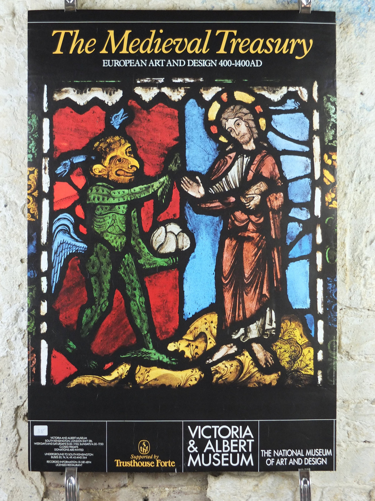 1987 V&A Museum Poster, The Temptation of Christ by the Devil, Medieval Treasury, Victoria and Albert, gallery exhibition wall art decor