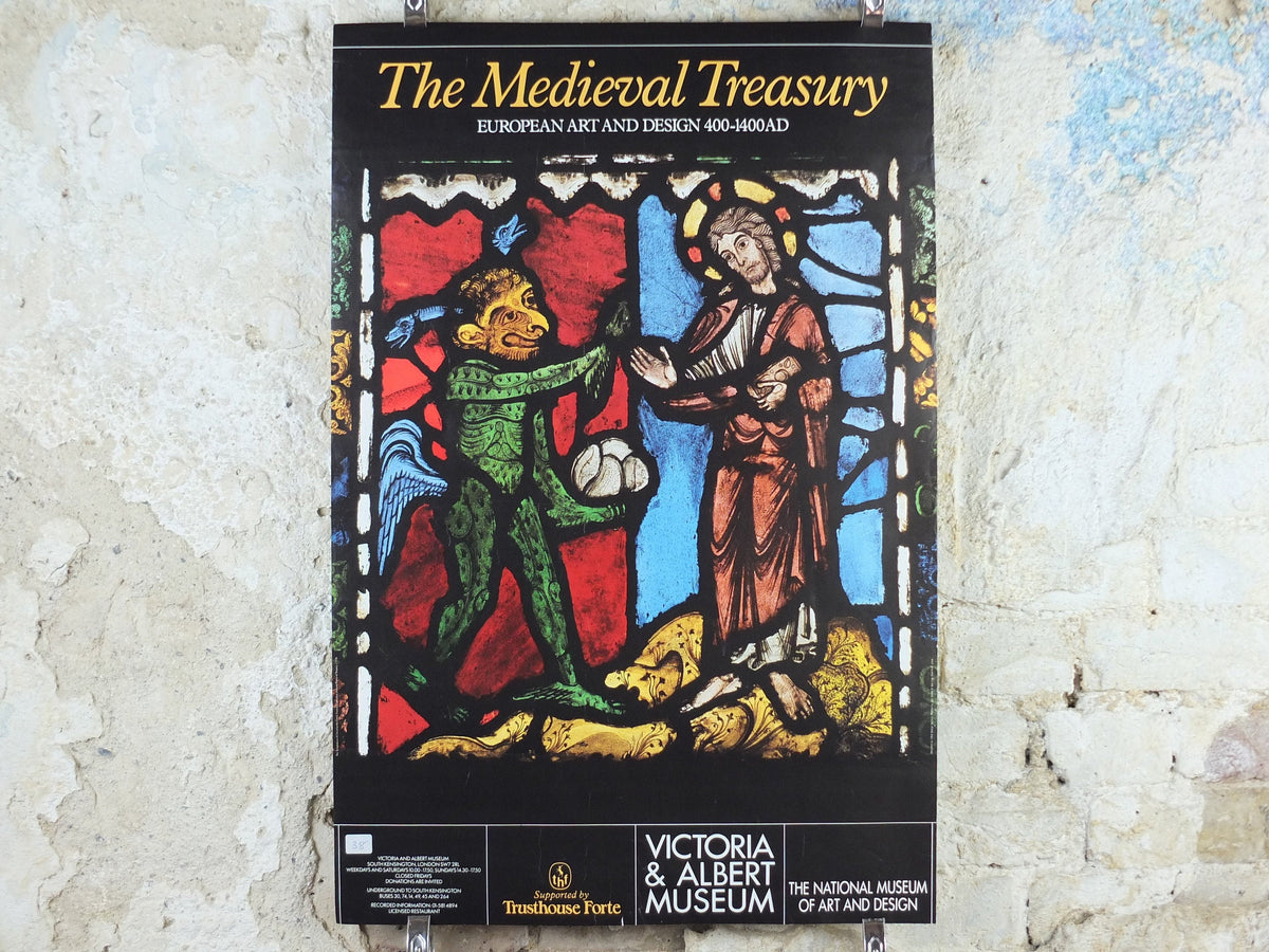 1987 V&A Museum Poster, The Temptation of Christ by the Devil, Medieval Treasury, Victoria and Albert, gallery exhibition wall art decor