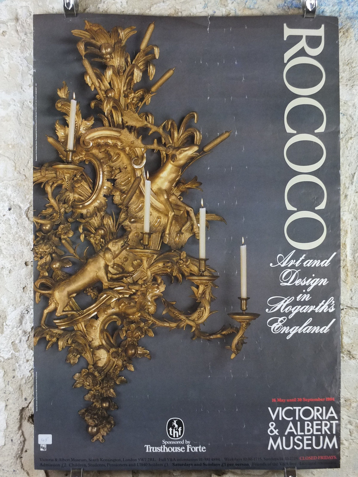 1984 V&A Museum Poster, Rococo, Art and Design in Hogarth's England, Victoria and Albert, gallery exhibition wall art decor