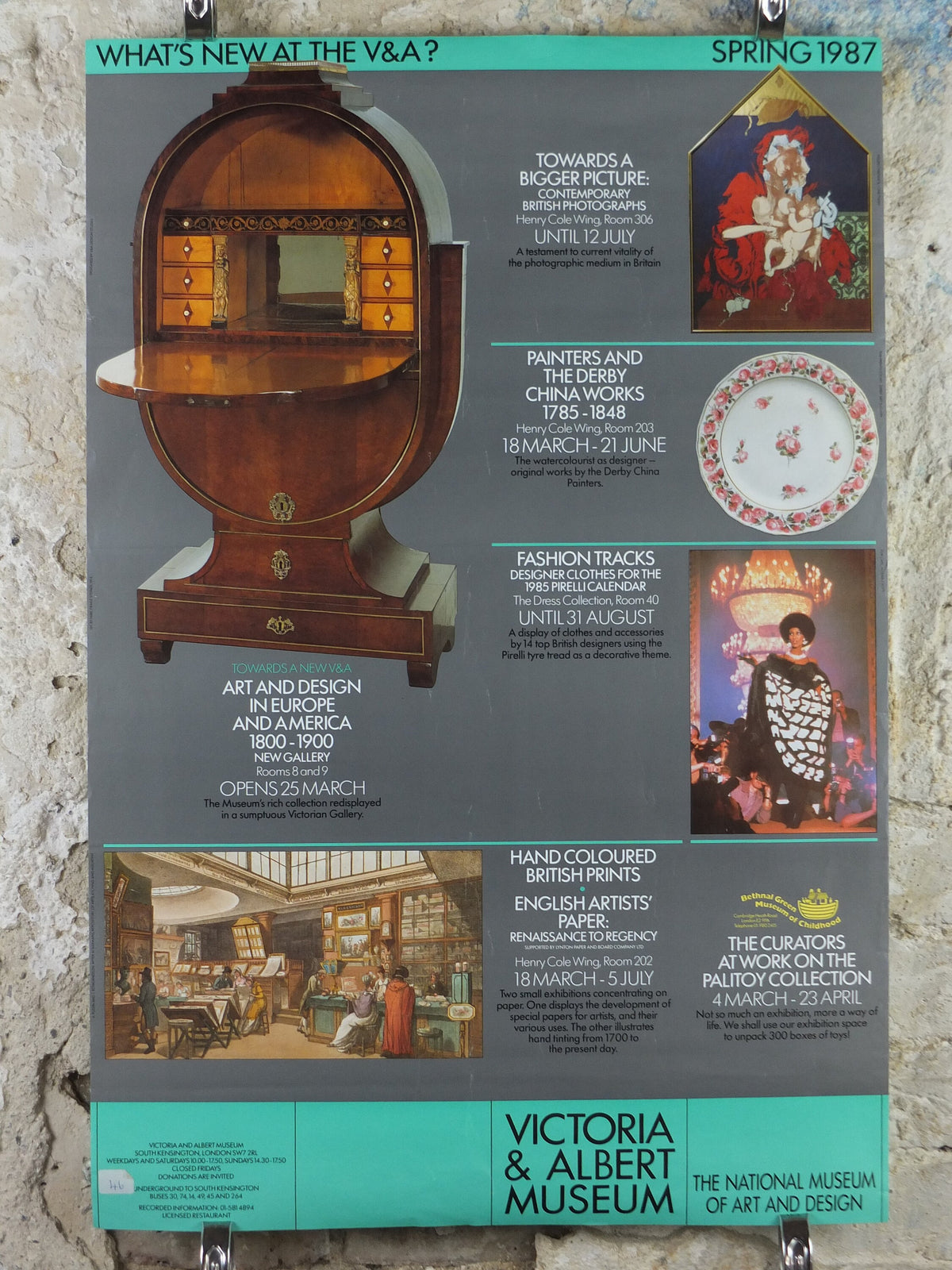 1987 V&A Museum Poster, What's New at the VA? Victoria and Albert, gallery exhibition wall art decor