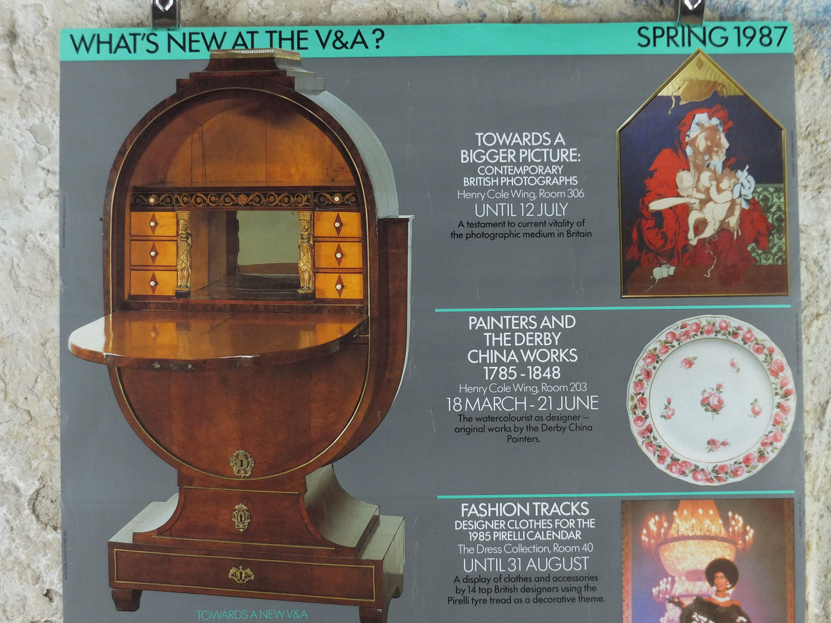1987 V&A Museum Poster, What's New at the VA? Victoria and Albert, gallery exhibition wall art decor