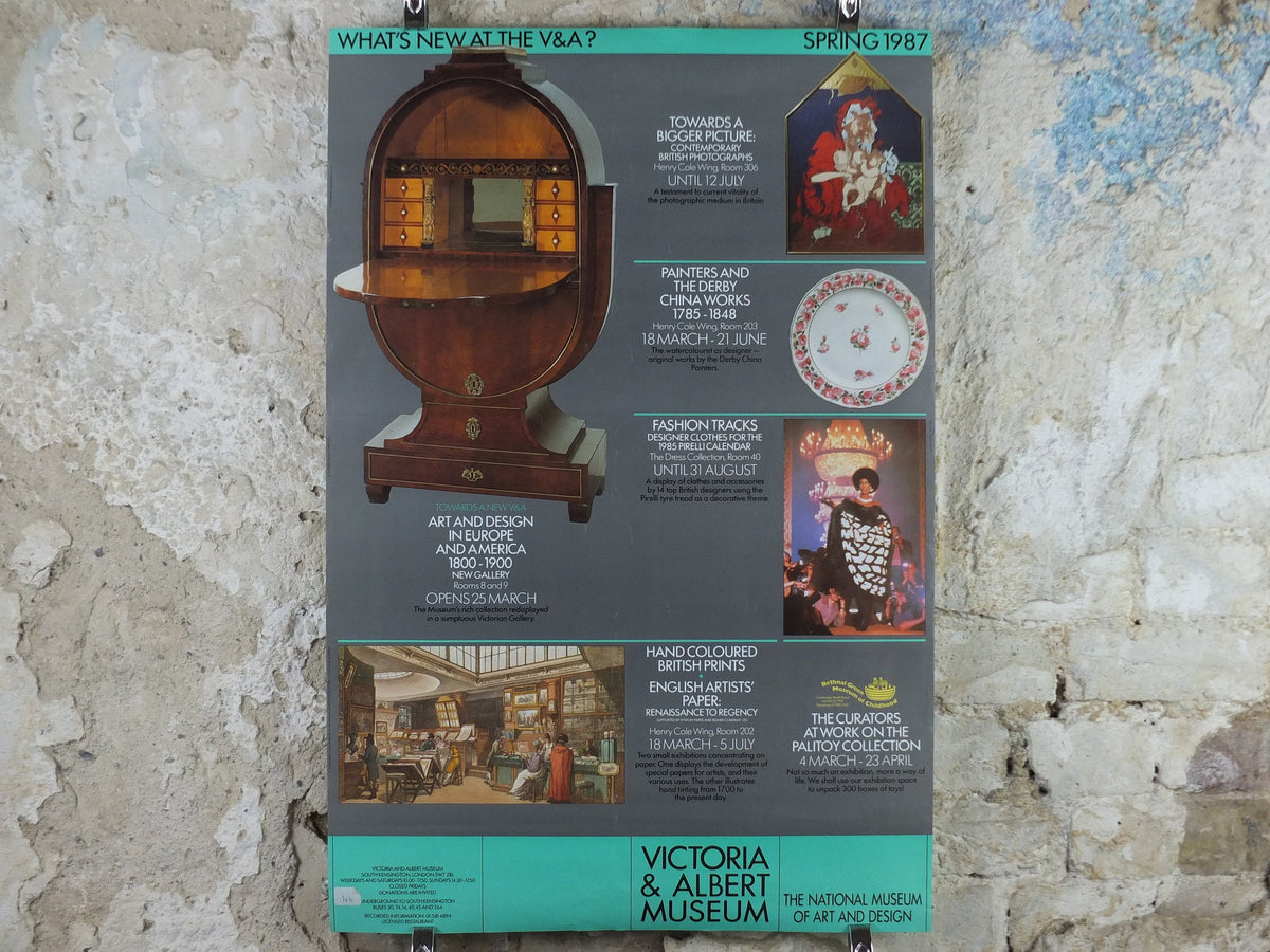 1987 V&A Museum Poster, What's New at the VA? Victoria and Albert, gallery exhibition wall art decor