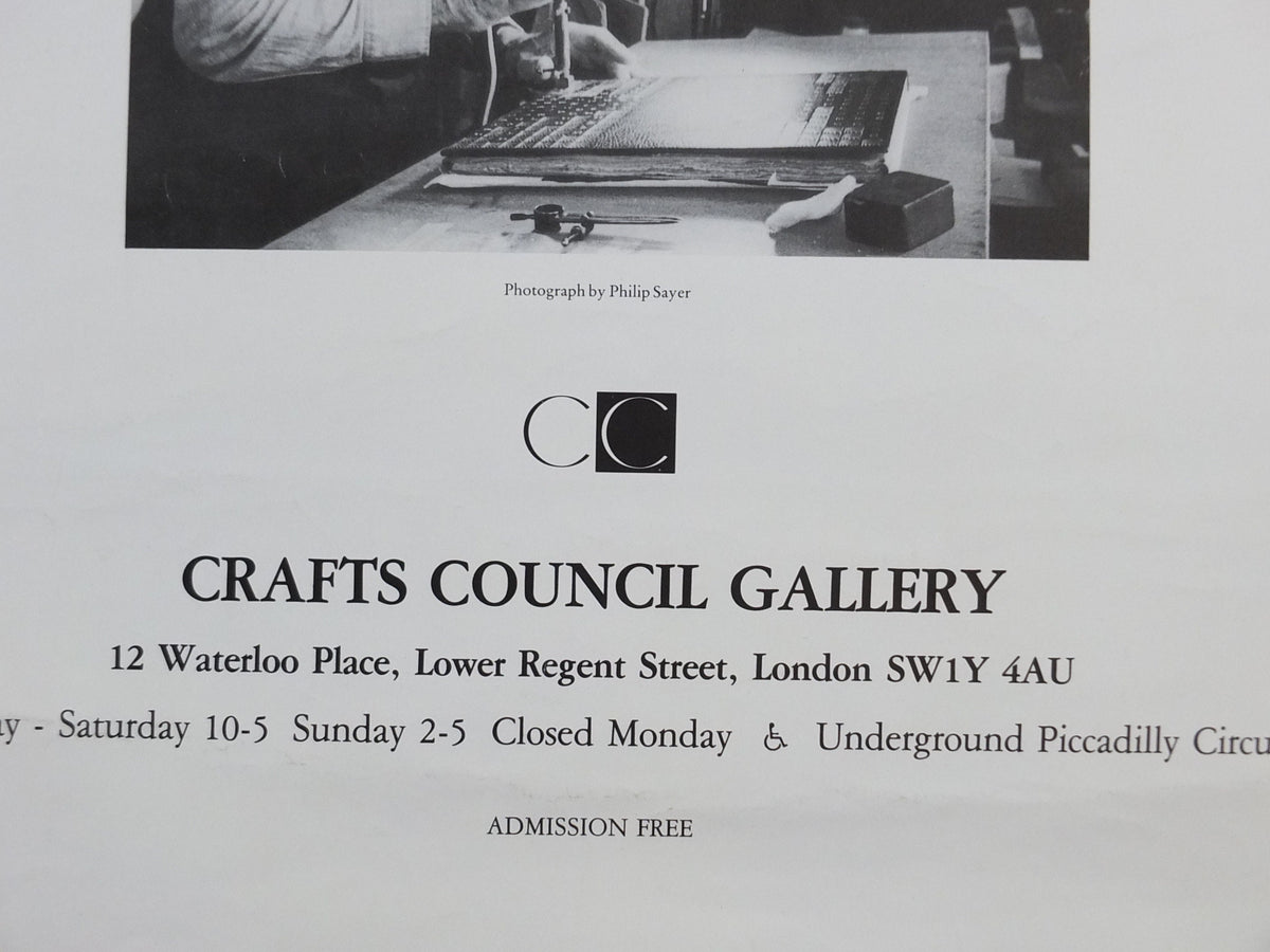 1986 Crafts Council Gallery London Poster, Roy Lichtenstein Paper Hat, Roger Powell, Bookbinder, gallery exhibition wall art decor