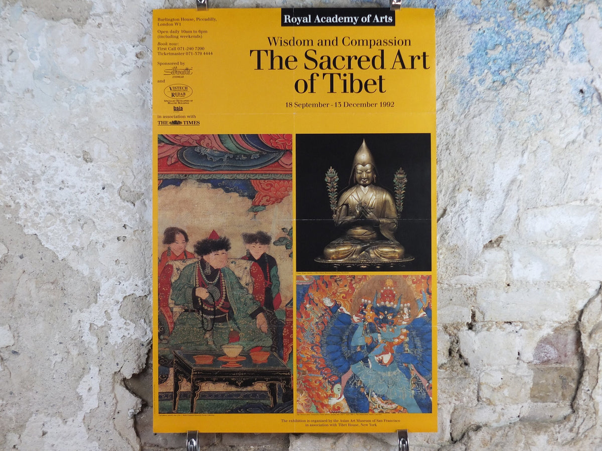 1992 Royal Academy of Arts Poster, The Sacred Art of Tibet, Wisdom and Compassion, Tsong Khapa, gallery exhibition, wall art decor