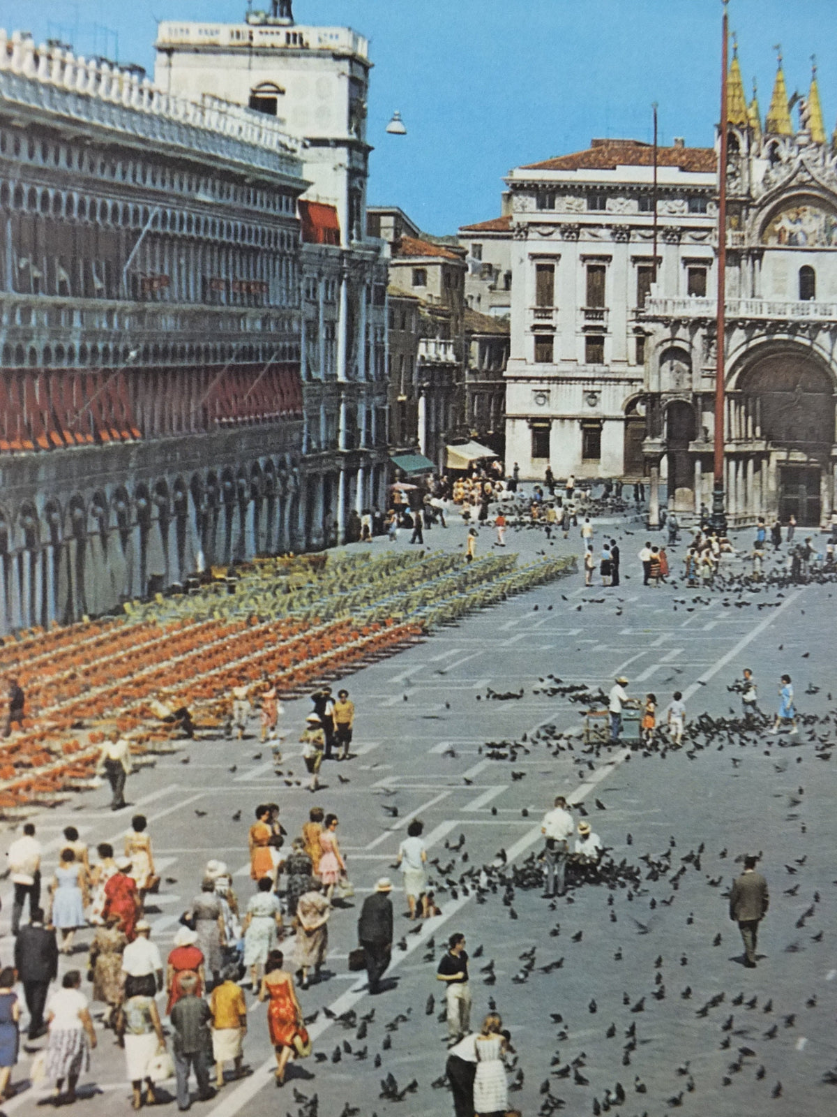 1950s Venice Travel Poster, St Marks Square, Piazza San Marco, Vintage Italian Venezia, travel tourism, holiday vacation, wall art decor