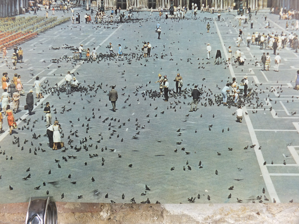 1950s Venice Travel Poster, St Marks Square, Piazza San Marco, Vintage Italian Venezia, travel tourism, holiday vacation, wall art decor
