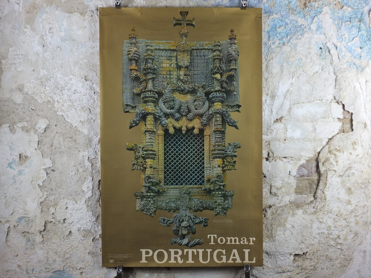 1965 Tomar Portugal Travel Poster, Home of the Knights Templar, The Convent of Christ, travel tourism, holiday vacation, wall art decor