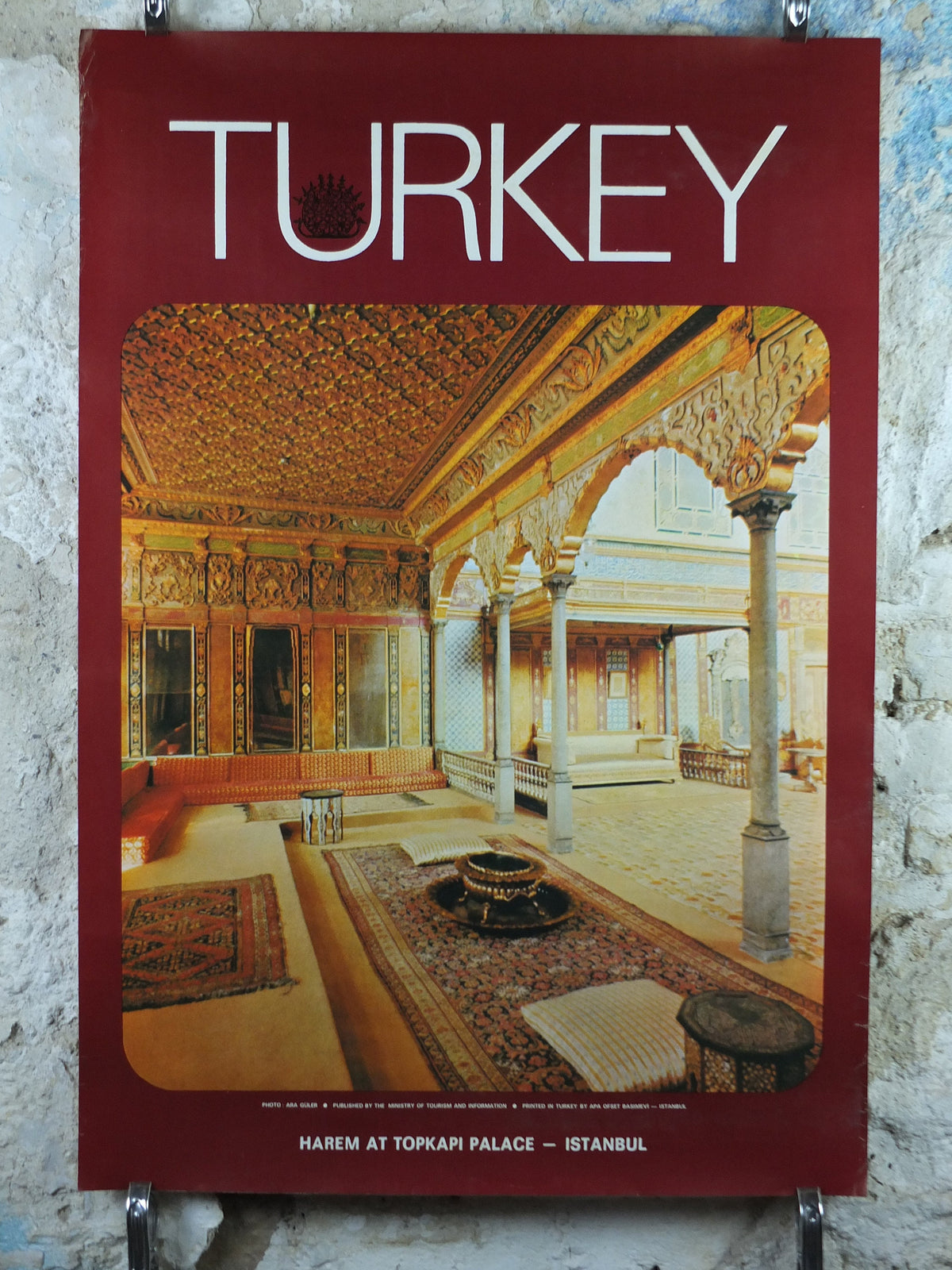 1960s Istanbul Turkey Travel Poster, Harem at Topkapi Palace, Original Turkish, travel tourism, holiday vacation, wall art decor