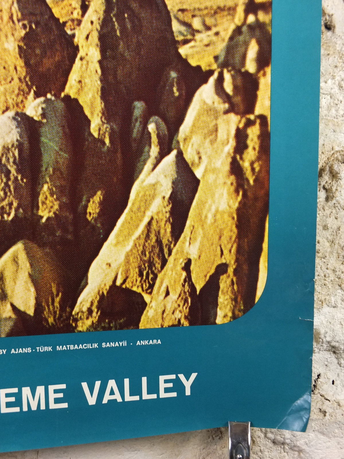 1960s Goreme Valley Turkey Travel Poster, Fairy Chimneys, Original Turkish, travel tourism, holiday vacation, wall art decor