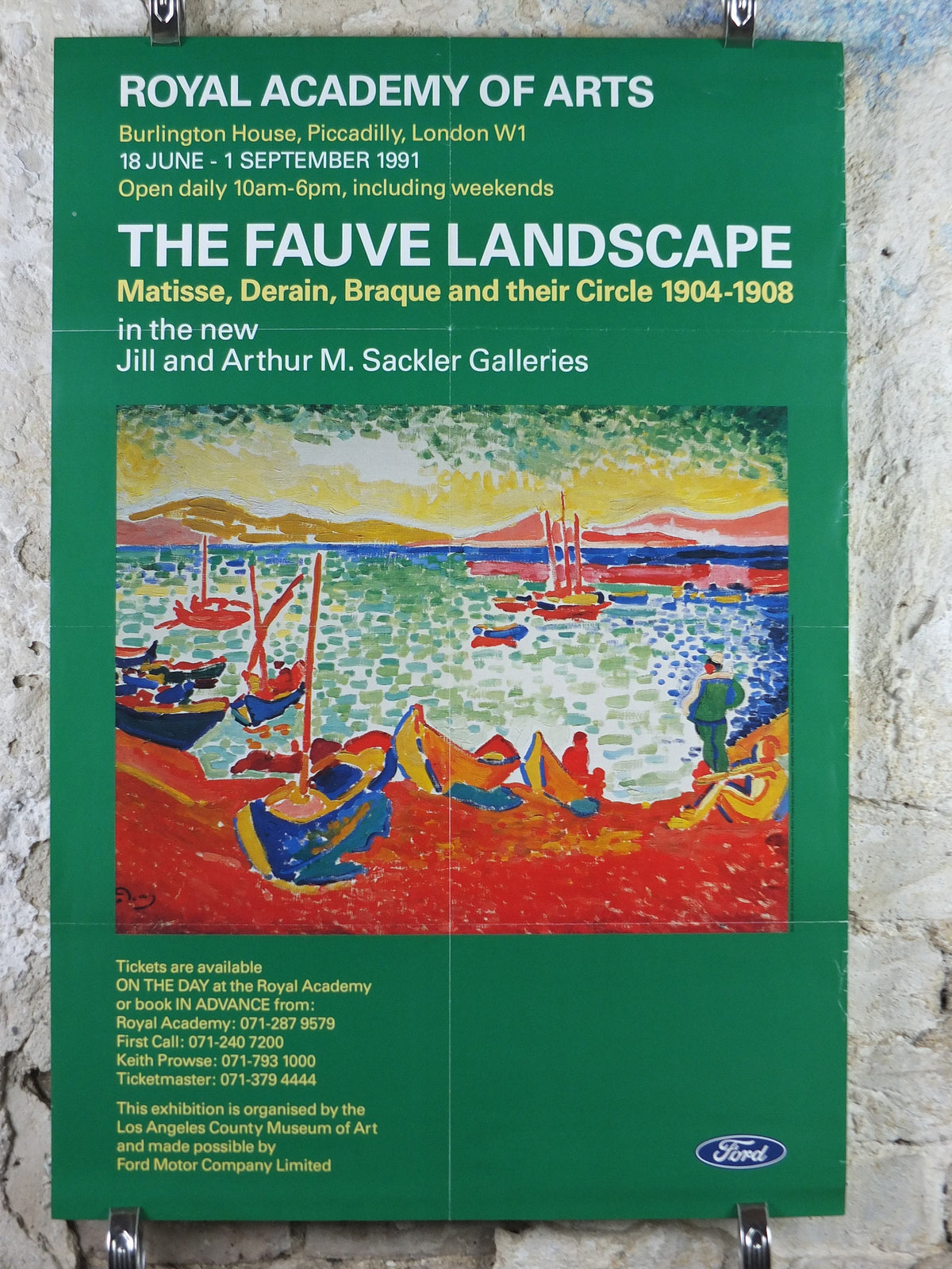 1991 Royal Academy of Arts Poster, Andre Derain, "Boats in the Port of Collioure" 1905 Fauvism artist gallery exhibition, wall art decor