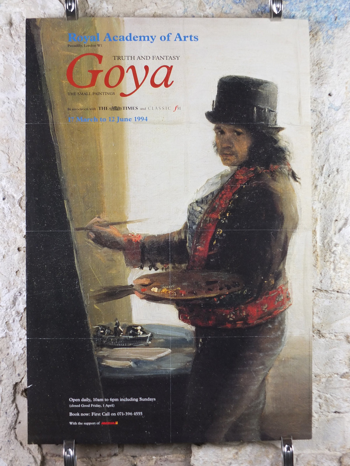 1994 Royal Academy of Arts Poster, Francisco Goya, "Self Portrait in the Studio" 1794 Romanticist artist gallery exhibition, wall art decor