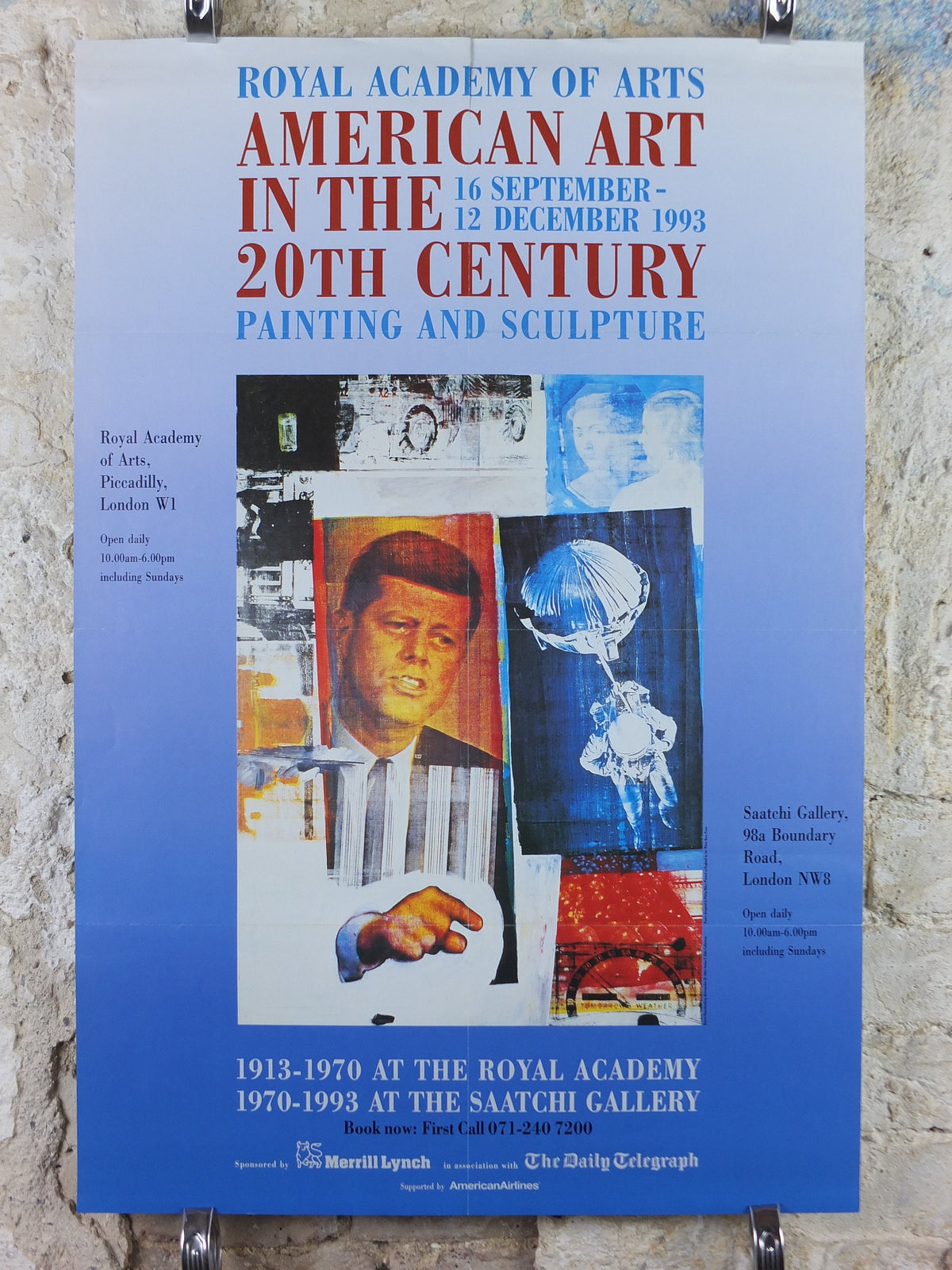 1993 Royal Academy of Arts Poster, American Art in the 20th Century, Kennedy, JFK, artists gallery exhibition, wall art decor
