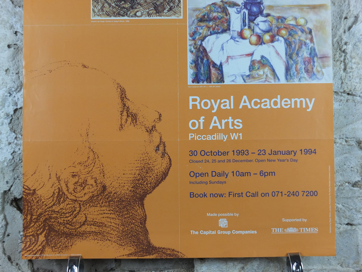 1993 Royal Academy of Arts Poster, The J. Paul Getty Museum, From Leonardo to Van Gogh, Drawings artist gallery exhibition, wall art decor