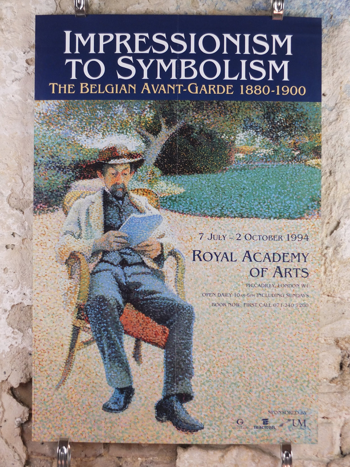 1994 Royal Academy of Arts Poster, Henry van de Velde, "Pere Biart reading in the garden" 1890 Impression gallery exhibition, wall art decor