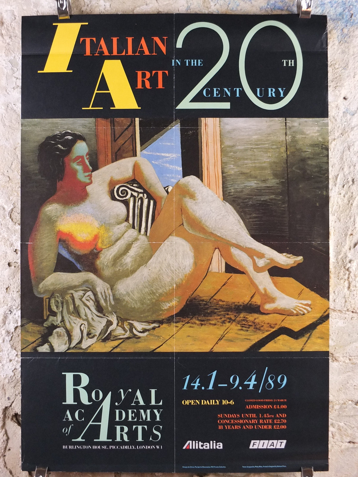 1989 Royal Academy of Arts Poster, Giorgio de Chirico, L’Esprit de Domination 1927, Surrealism, artist gallery exhibition wall art 1990s