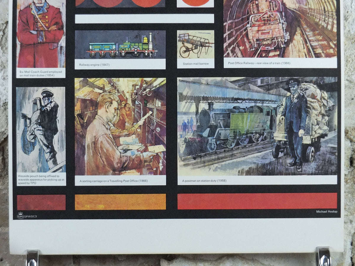 1966 History of Mail Transport Poster, Trains, GPO, General Post Office, by Michael Heslop, Royal Mail, SPWDC3, decor wall art