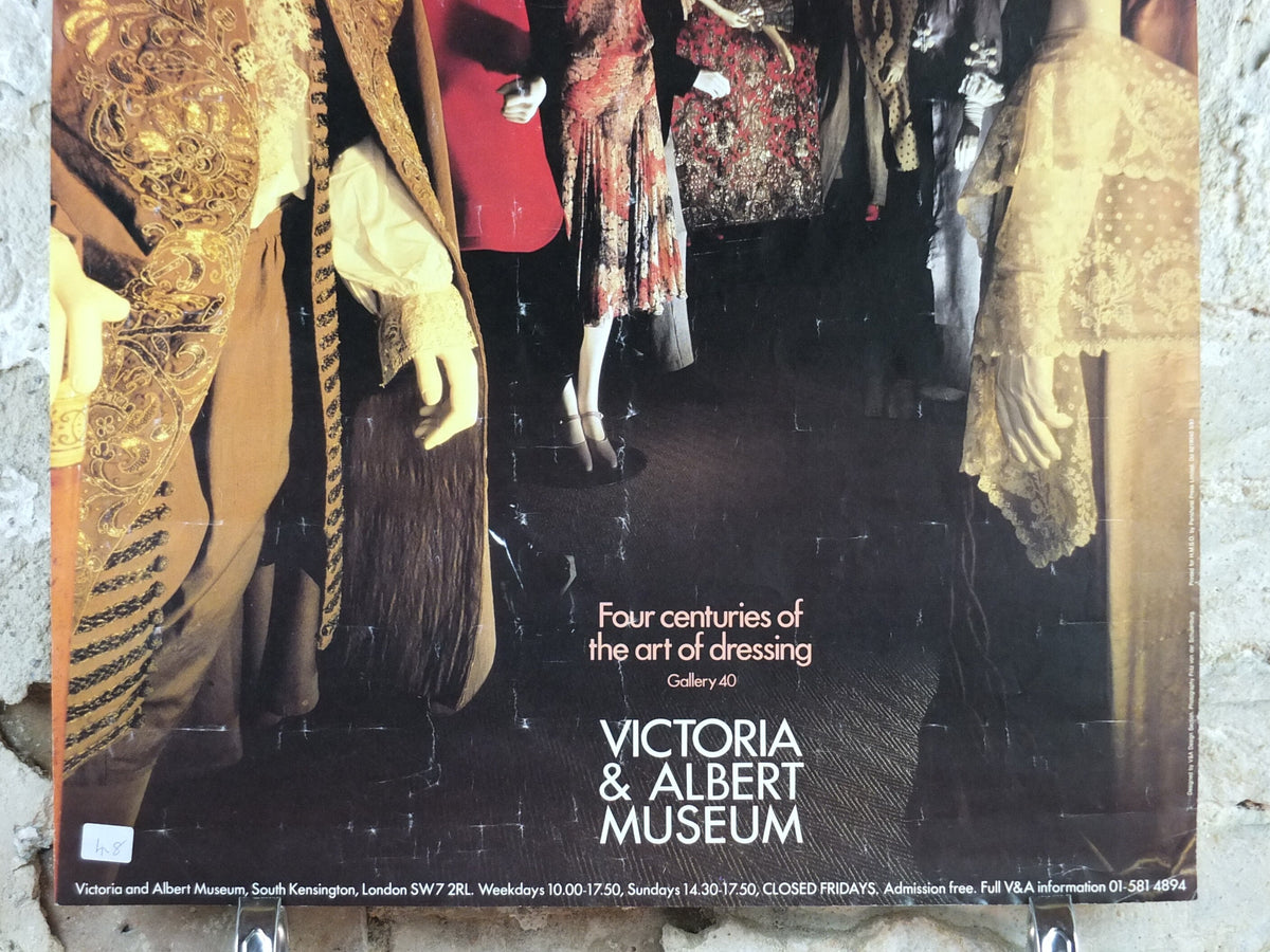 1980s V&A Museum Poster, Four centuries of the art of dressing,Victoria and Albert, gallery exhibition wall art decor
