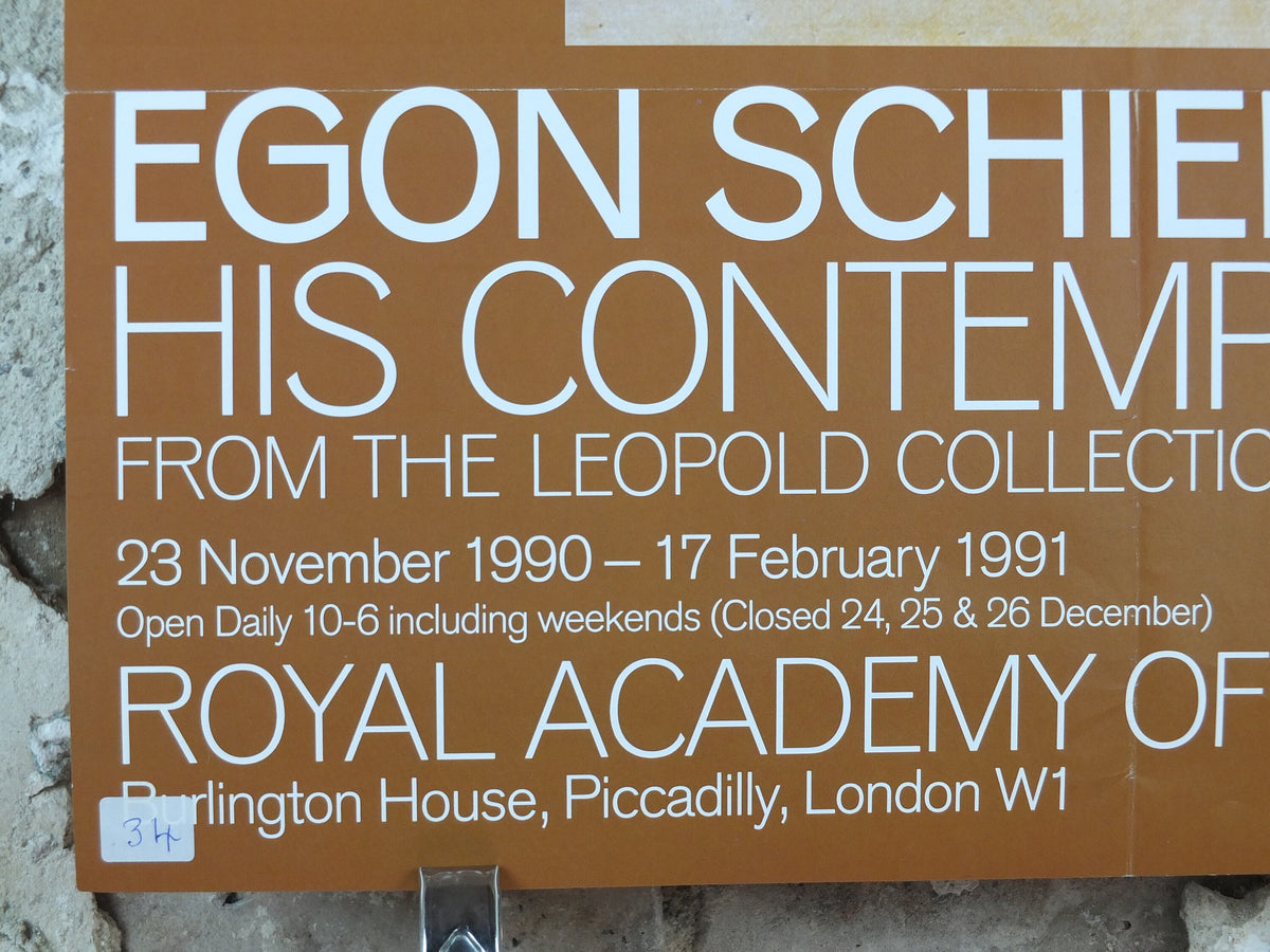 1990 Royal Academy of Arts Poster, Egon Schiele, "Self portrait" 1910 Expressionism gallery exhibition, wall art decor