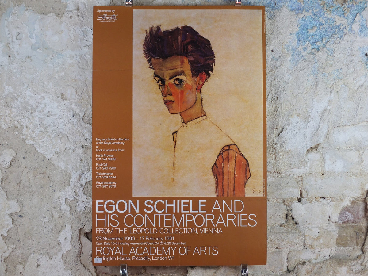 1990 Royal Academy of Arts Poster, Egon Schiele, "Self portrait" 1910 Expressionism gallery exhibition, wall art decor