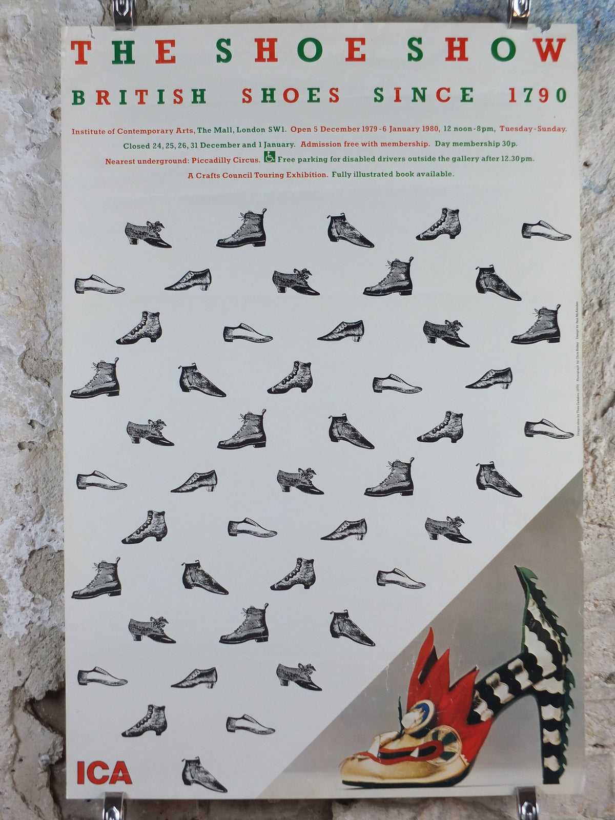 1979 The Shoe Show Poster, Dragon Shoe, British Shoes since 1790, Institute of Contemporary Arts, gallery exhibition wall art decor