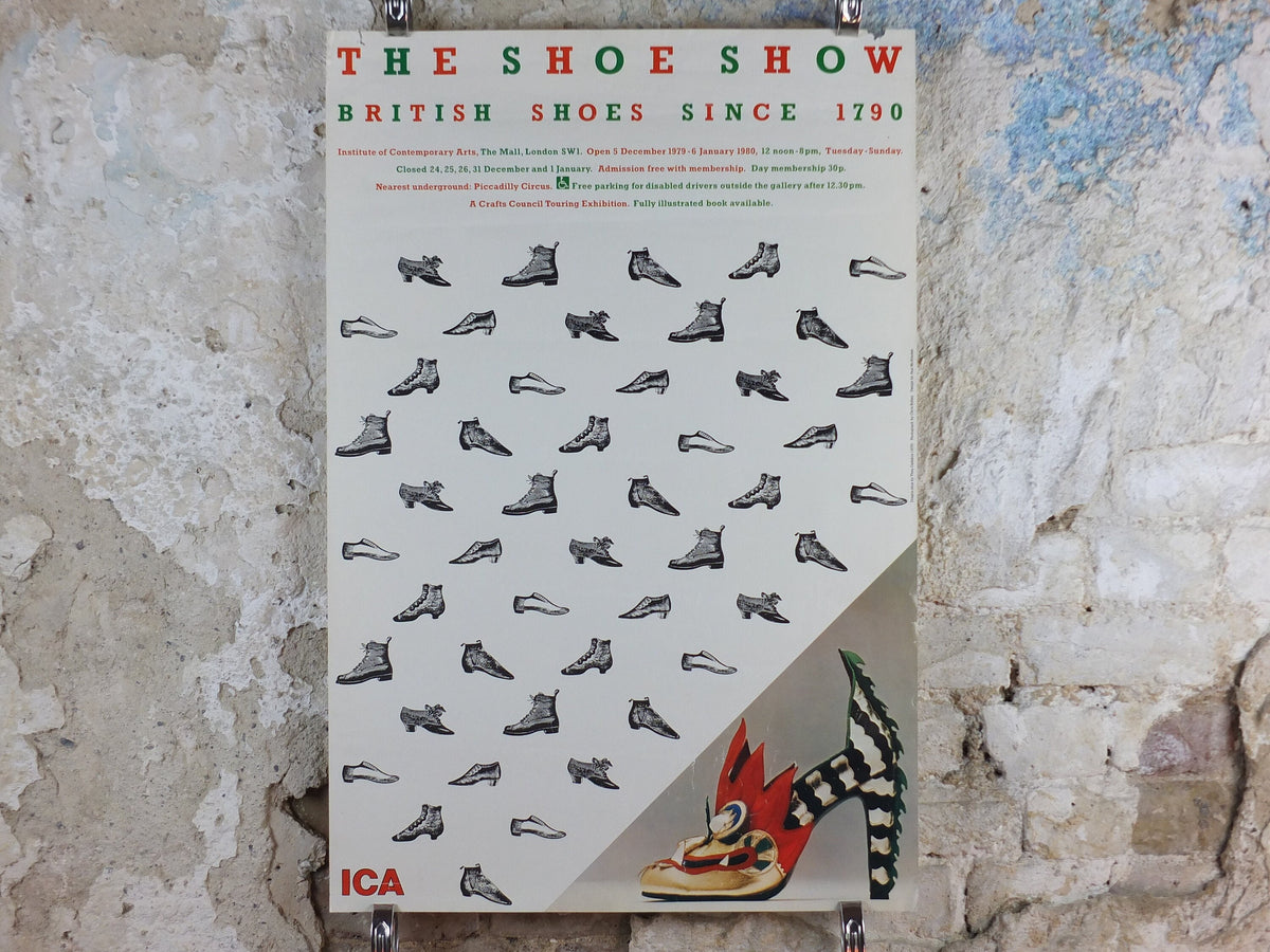 1979 The Shoe Show Poster, Dragon Shoe, British Shoes since 1790, Institute of Contemporary Arts, gallery exhibition wall art decor