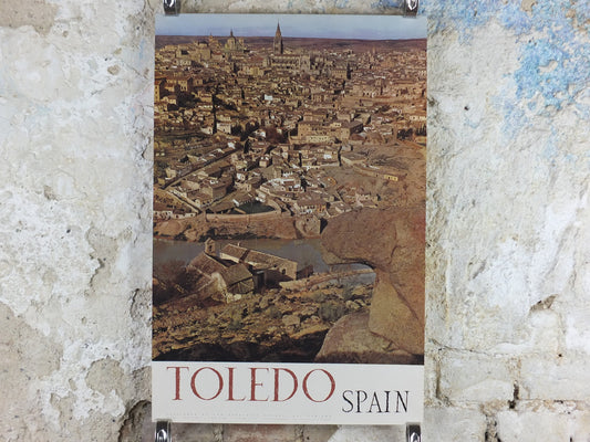 1960s Toledo Travel Poster, Capital of Visigoth Iberia, Vintage Spanish, Spain travel tourism, holiday vacation, wall art decor