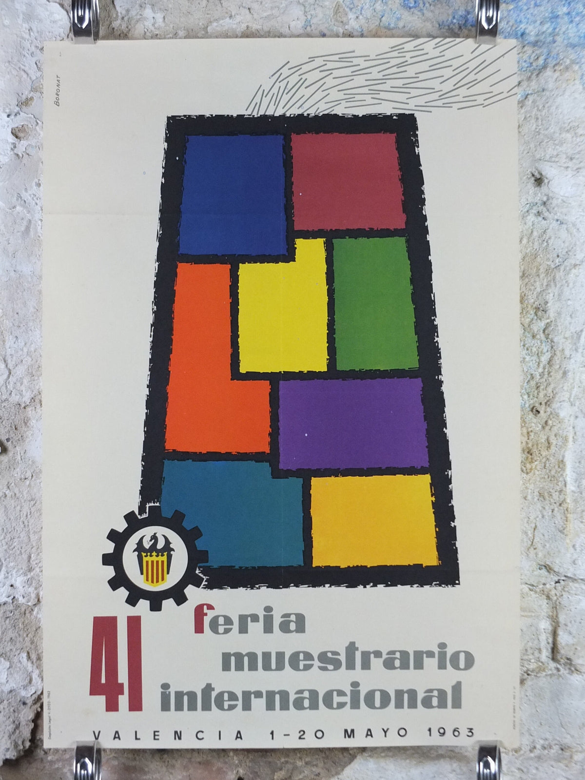 1963 Valencia Feria Muestrario Internacional Poster, Original Vintage Spanish, Valencia Trade Fair, Advertising print, wall art retro decor