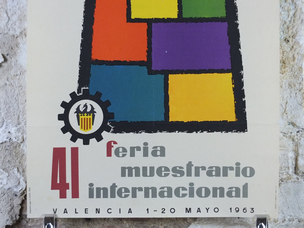 1963 Valencia Feria Muestrario Internacional Poster, Original Vintage Spanish, Valencia Trade Fair, Advertising print, wall art retro decor