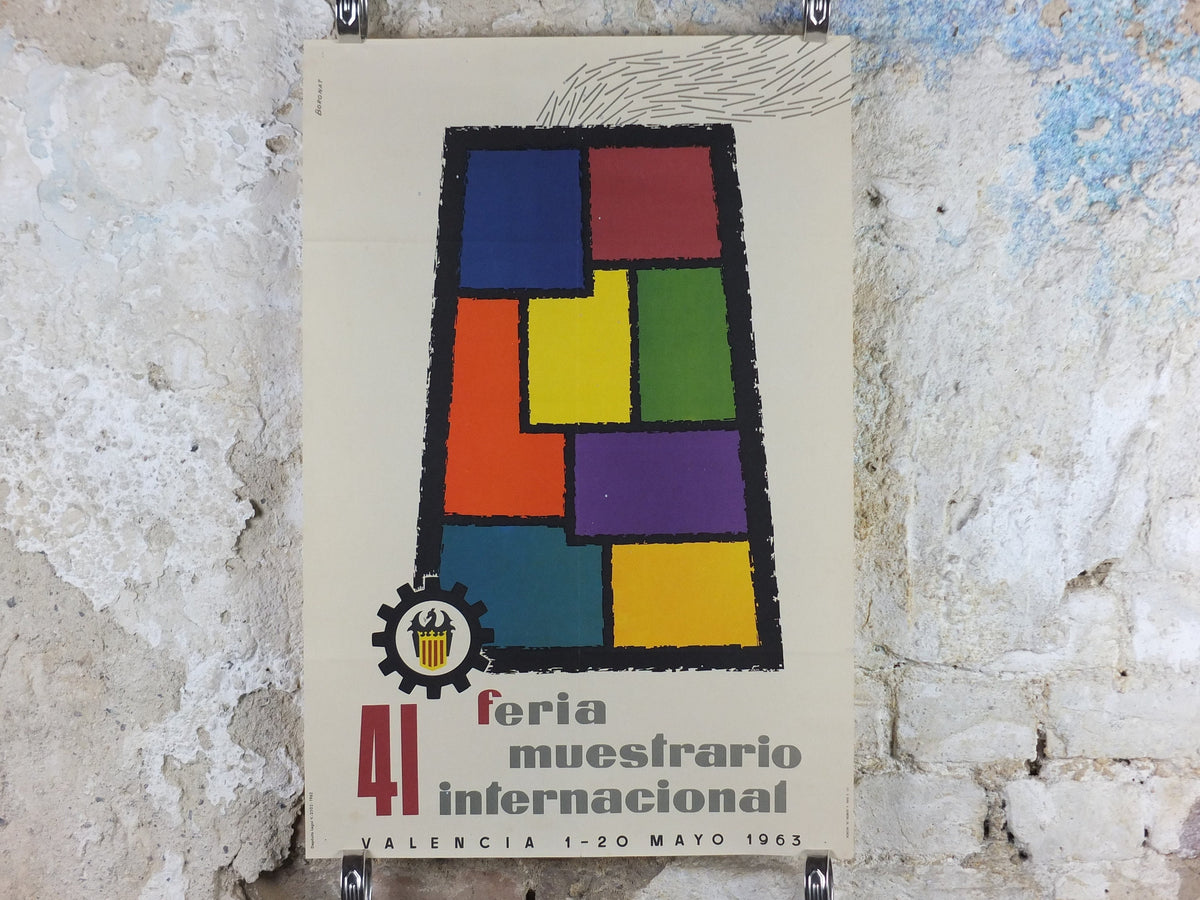1963 Valencia Feria Muestrario Internacional Poster, Original Vintage Spanish, Valencia Trade Fair, Advertising print, wall art retro decor
