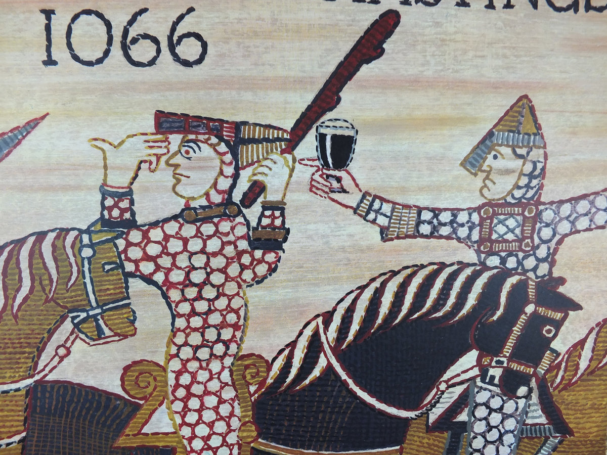 1066 Guinness Poster, 1966 Original, Bayeux Tapestry theme, Norman Invasion of Britain, Beer advertising campaign, retro wall art decor