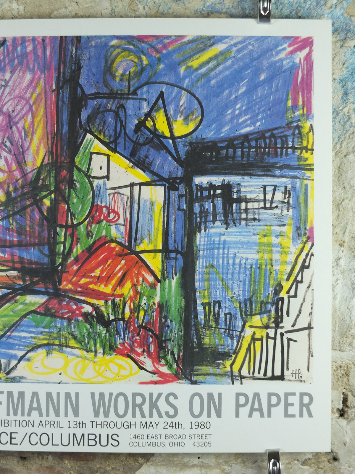 1980 Hans Hofmann Poster, Landscape in pastel crayon, Works on Paper, Pace Columbus Ohio, German American painter, wall art decor