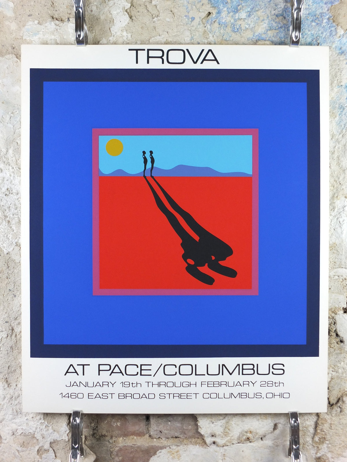 1972 Ernest Trova Poster, Falling Man in bright bold color, Pace Columbus Ohio, amazing condition, American sculpture painter wall art decor