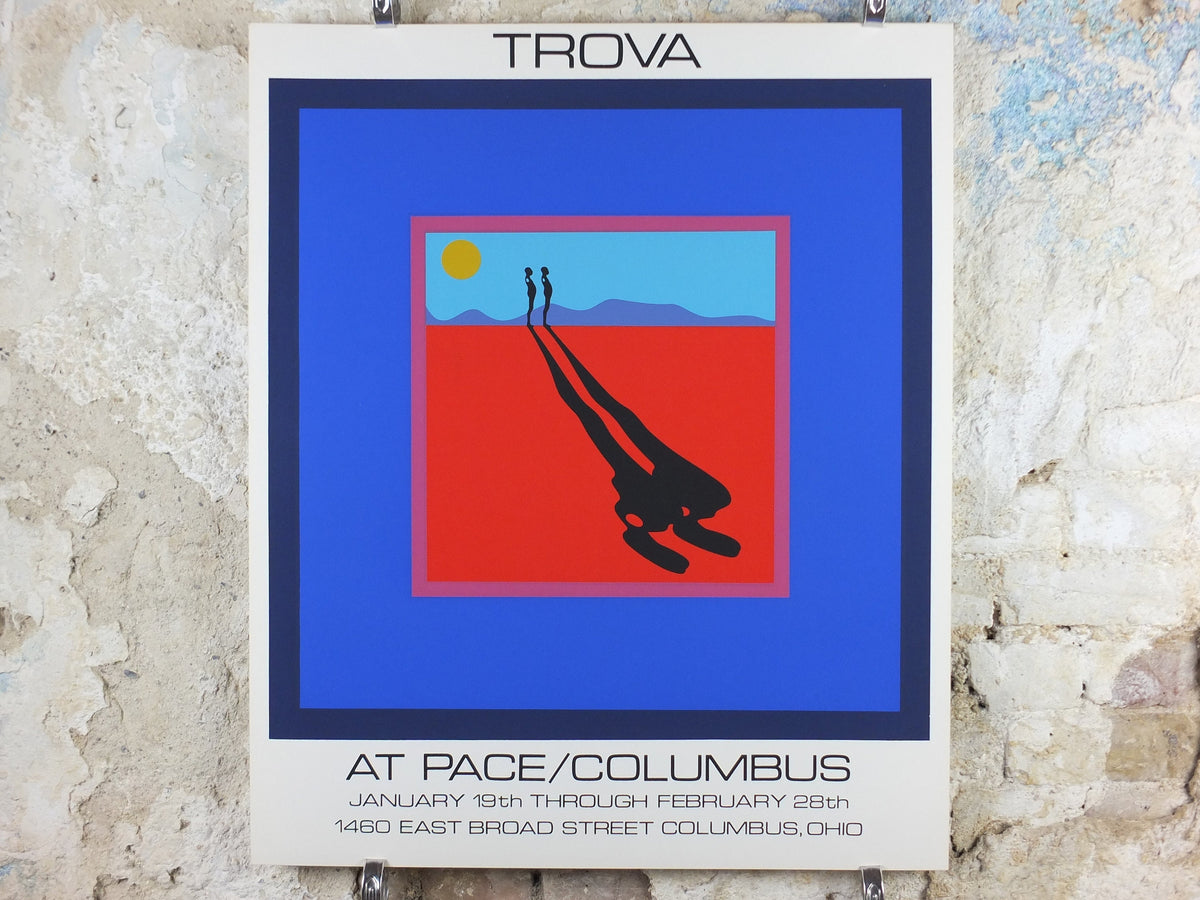 1972 Ernest Trova Poster, Falling Man in bright bold color, Pace Columbus Ohio, amazing condition, American sculpture painter wall art decor