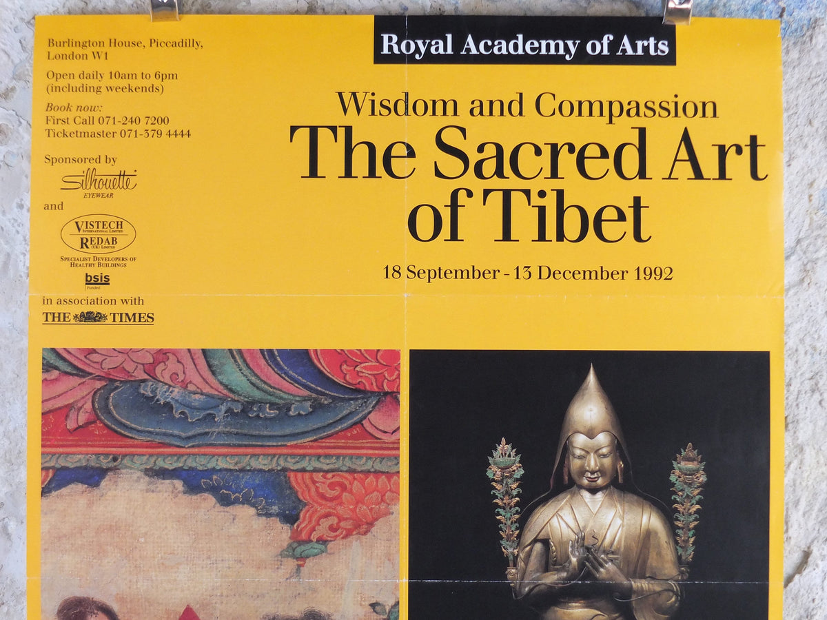 1992 Royal Academy of Arts Poster, The Sacred Art of Tibet, Wisdom and Compassion, Tsong Khapa, gallery exhibition, wall art decor
