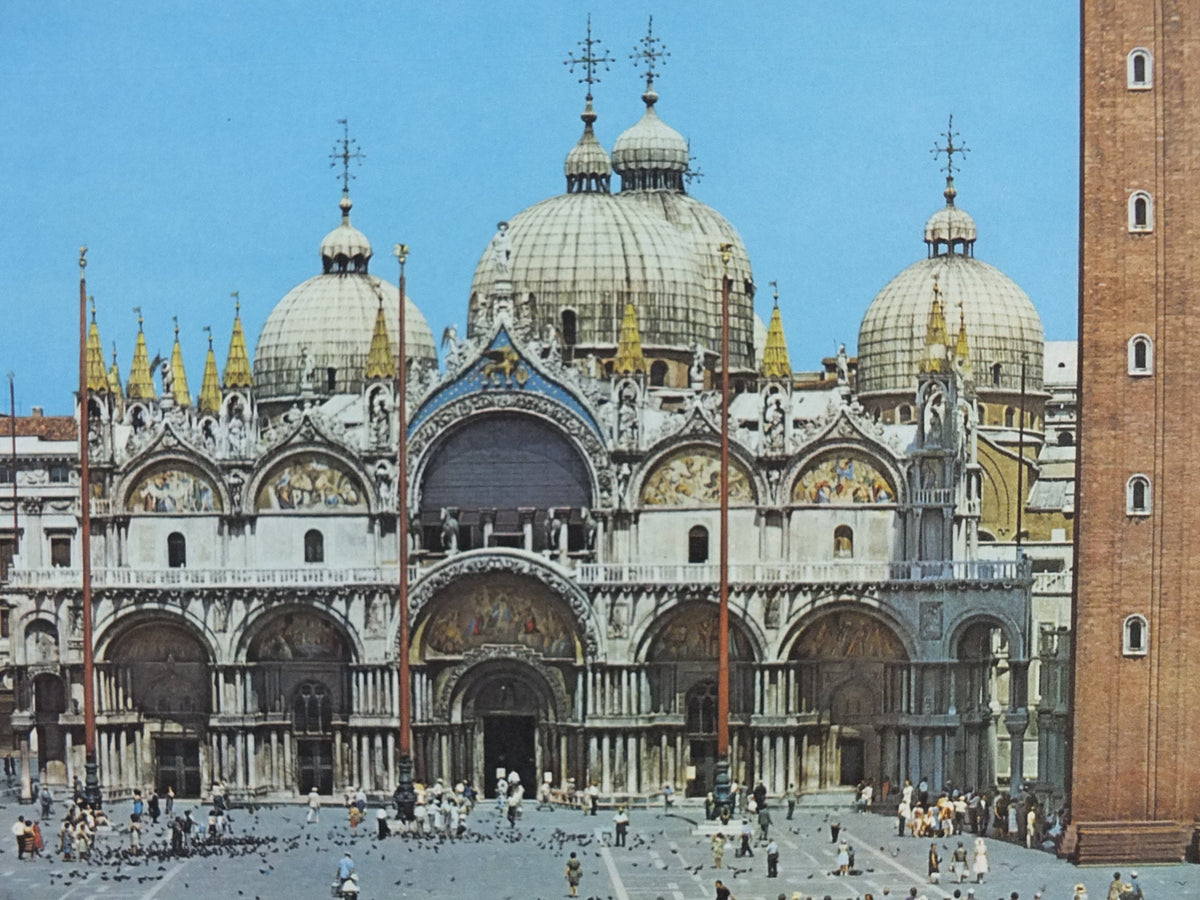 1950s Venice Travel Poster, St Marks Square, Piazza San Marco, Vintage Italian Venezia, travel tourism, holiday vacation, wall art decor