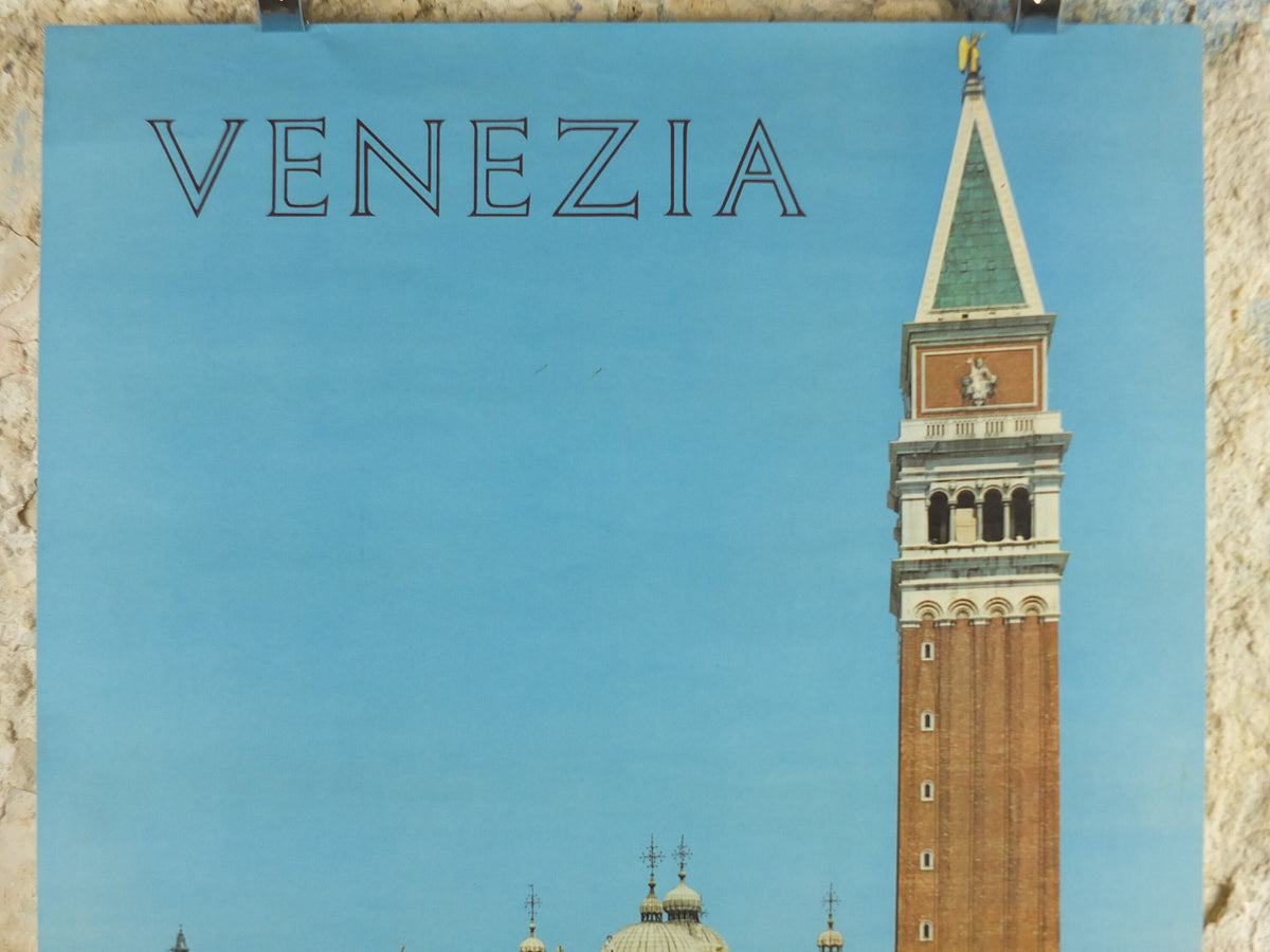 1950s Venice Travel Poster, St Marks Square, Piazza San Marco, Vintage Italian Venezia, travel tourism, holiday vacation, wall art decor