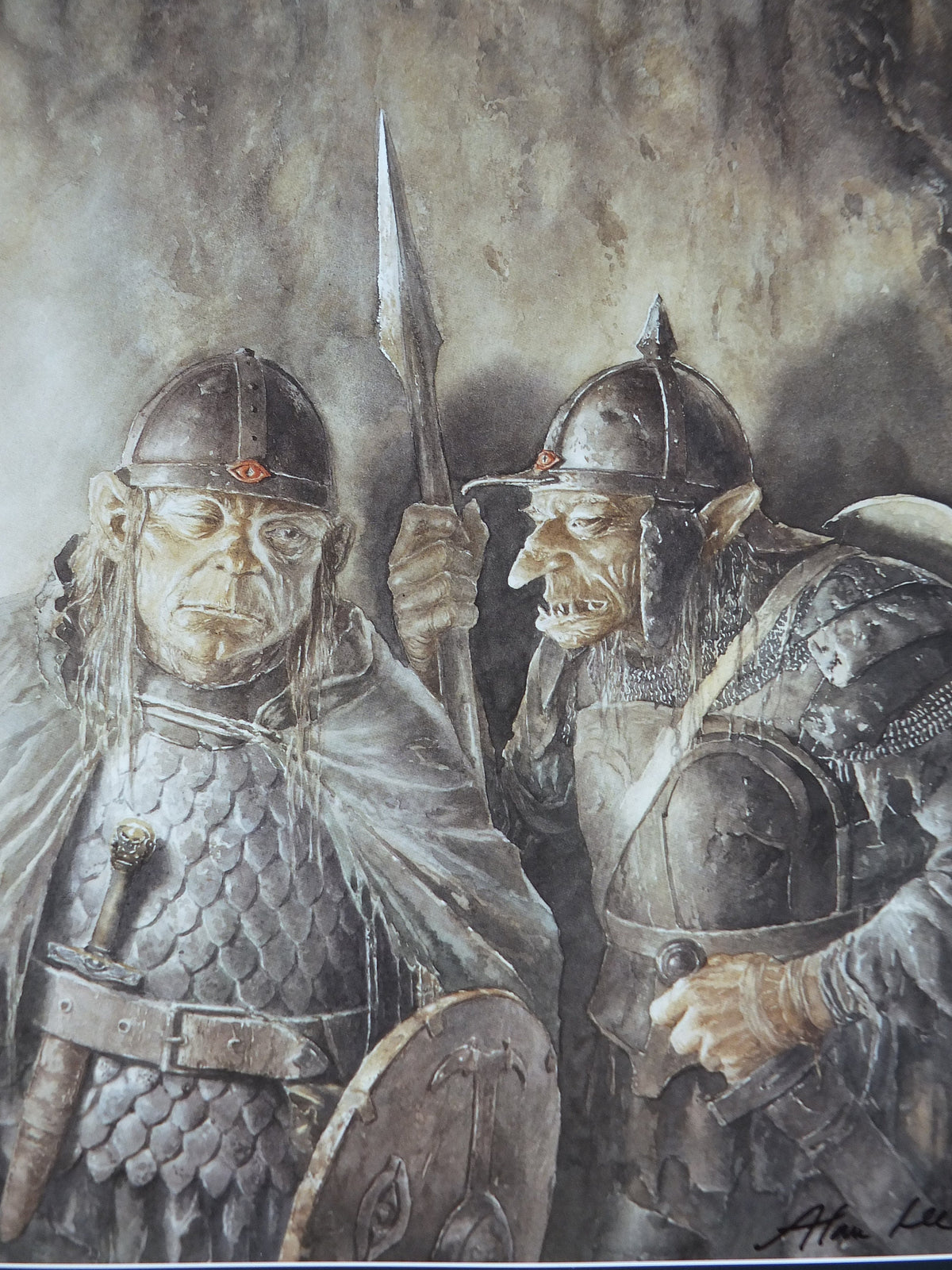 Signed Tolkien Goblins and Orcs Poster, signed by Alan Lee, Lord of the Rings, Gorbag and Shagrat, illustration print wall art decor 1999