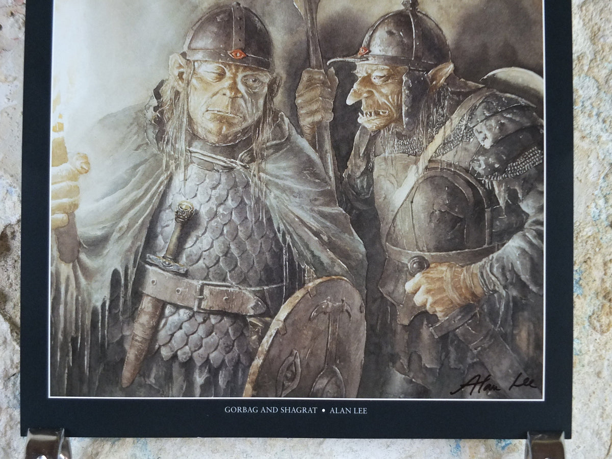 Signed Tolkien Goblins and Orcs Poster, signed by Alan Lee, Lord of the Rings, Gorbag and Shagrat, illustration print wall art decor 1999