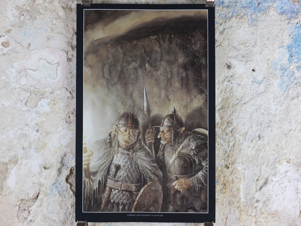Signed Tolkien Goblins and Orcs Poster, signed by Alan Lee, Lord of the Rings, Gorbag and Shagrat, illustration print wall art decor 1999