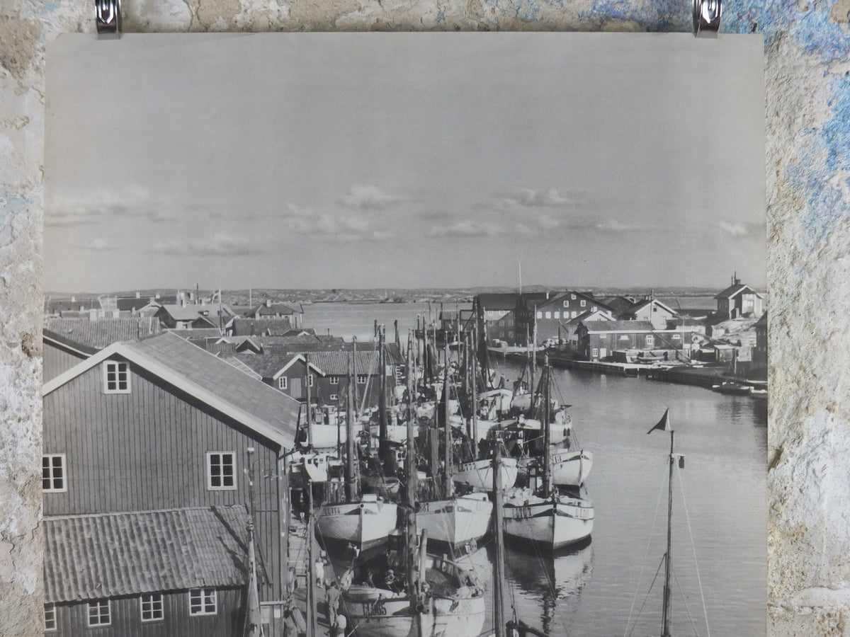 1950s Swedish Smögen Tourism Poster, "A fishing village on the West Coast", harbour travel tourism, holiday vacation, wall art decor