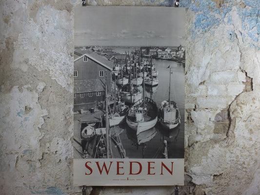 1950s Swedish Smögen Tourism Poster, "A fishing village on the West Coast", harbour travel tourism, holiday vacation, wall art decor