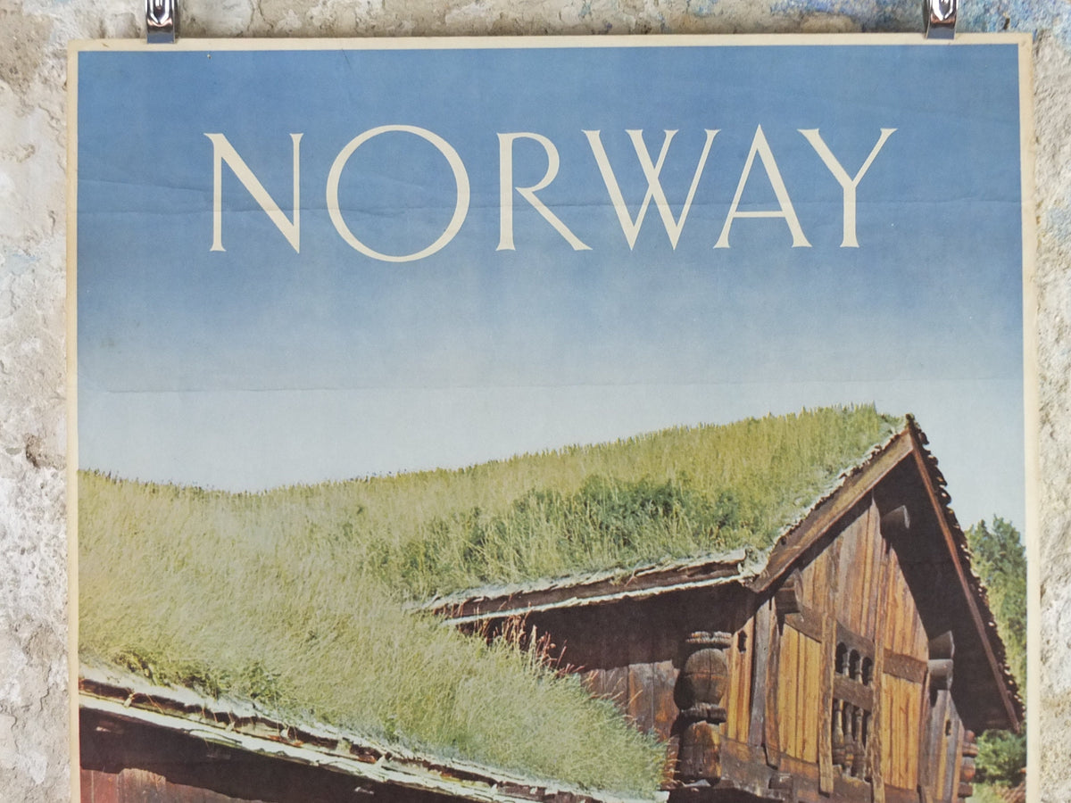 1961 Norway Norsk Folkemuseum Poster, Ose Setesdal, Norway Travel Association & Norwegian State Railways, tourism vacation wall art decor